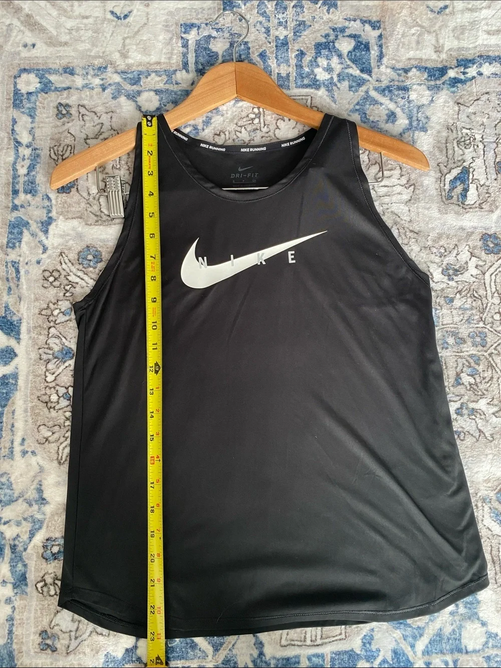 Nike Black Dri-Fit Running Tank Top with White Swoosh